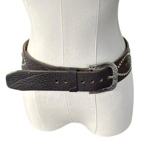 Brave Beltworks black soft leather intricate studded wide goth belt | size 32